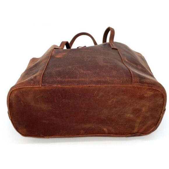 Jack & Chris Premium Vintage Rustic Leather Tote Bag Large Shoulder Purse - Picture 5 of 5